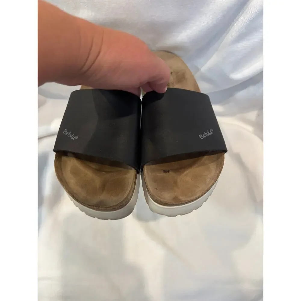 Birkenstock Betula Women’s Reggae White Slide Sandals Size 7 / 38 Cork Footbed